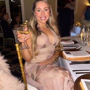 Windsor Floral Midi Dress (Cream and Brown)